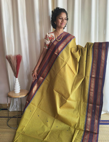 Chettinad cotton sarees with zari border and buttas ( Elachy Green)
