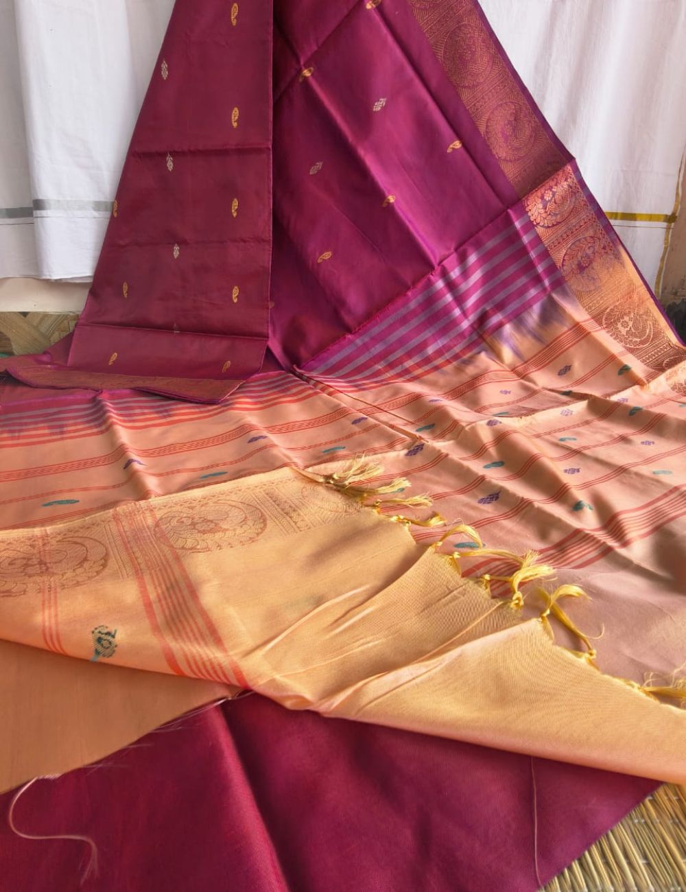Vaazhai Naar Pattu ( Pink and pastel orange)