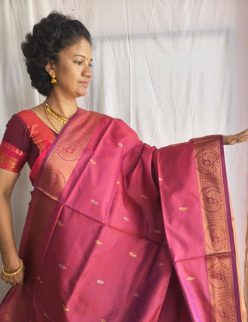 Vaazhai Naar Pattu ( Pink and pastel orange)
