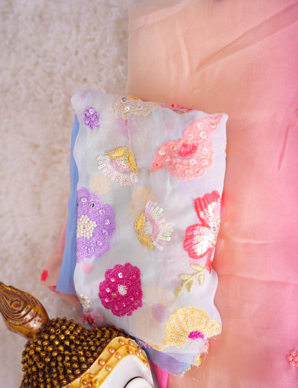 Candy Embroidery Premium Chiffon saree