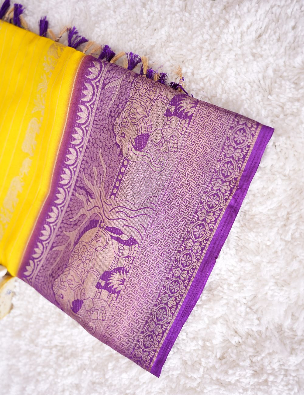 Radiant Yellow & Royal Purple Saree