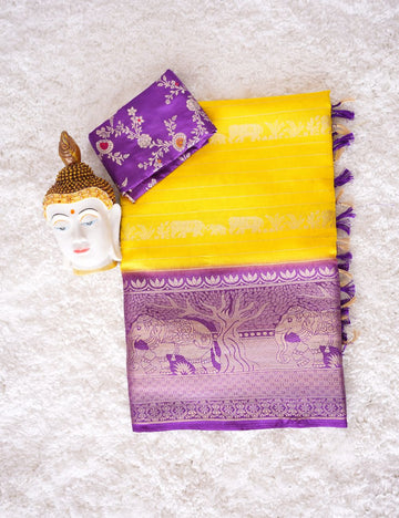 Radiant Yellow & Royal Purple Saree