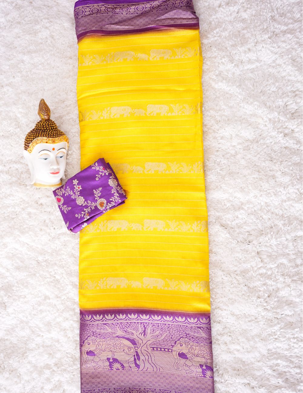 Radiant Yellow & Royal Purple Saree