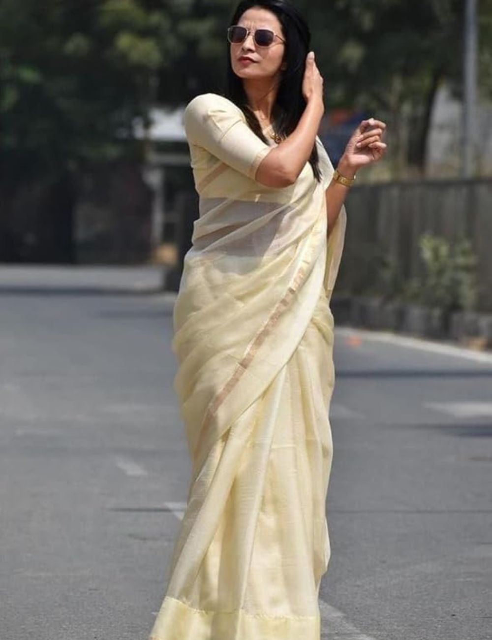 Kota silk saree (Cream White)