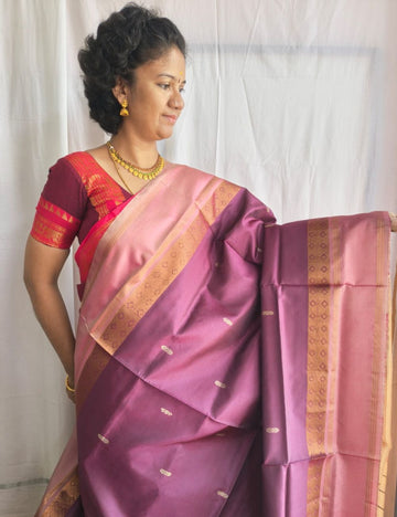 Vaazhai Naar Pattu (Jamun purple and beige )