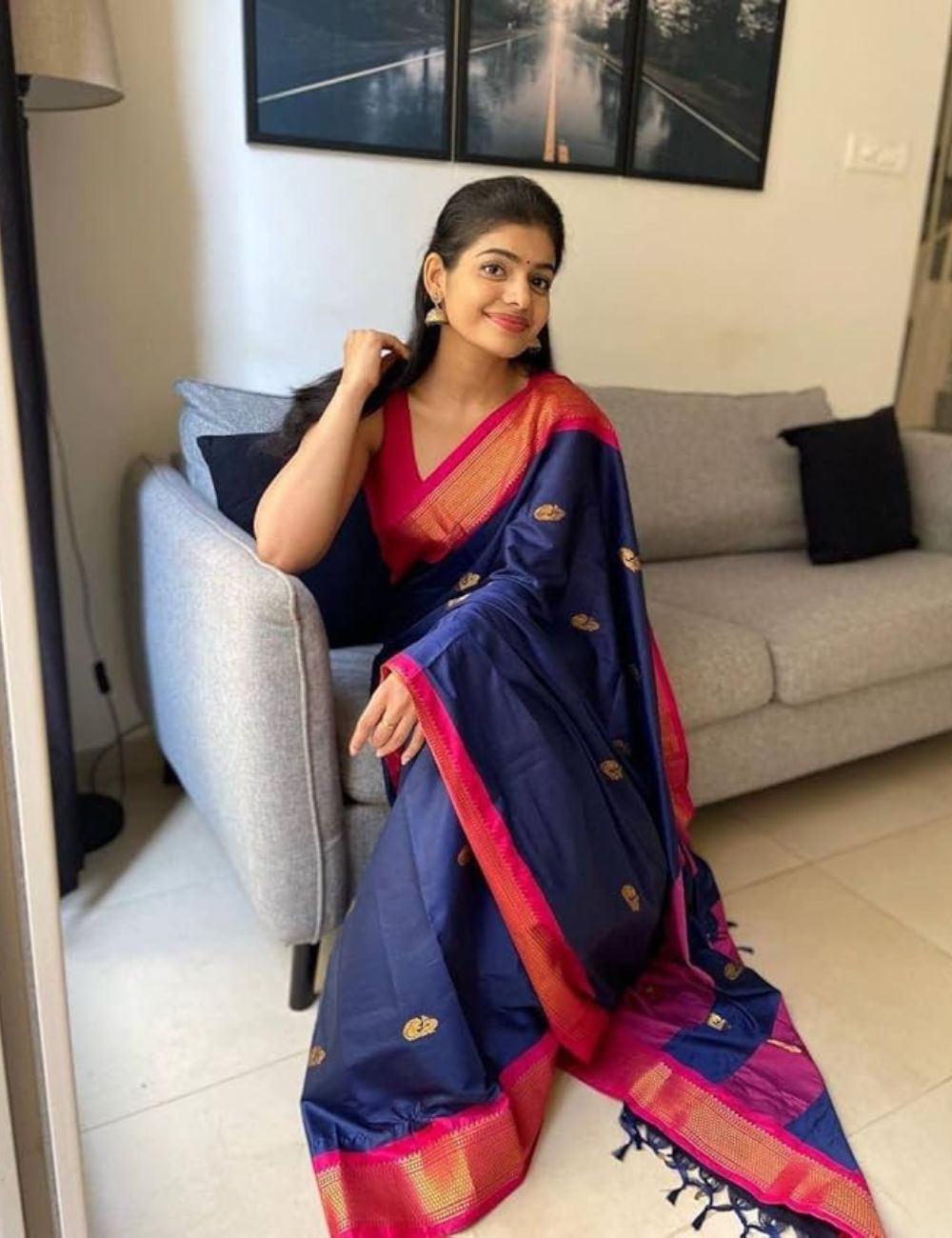 Paithani sico Gadwal cotton silk saree with unstitched blouse