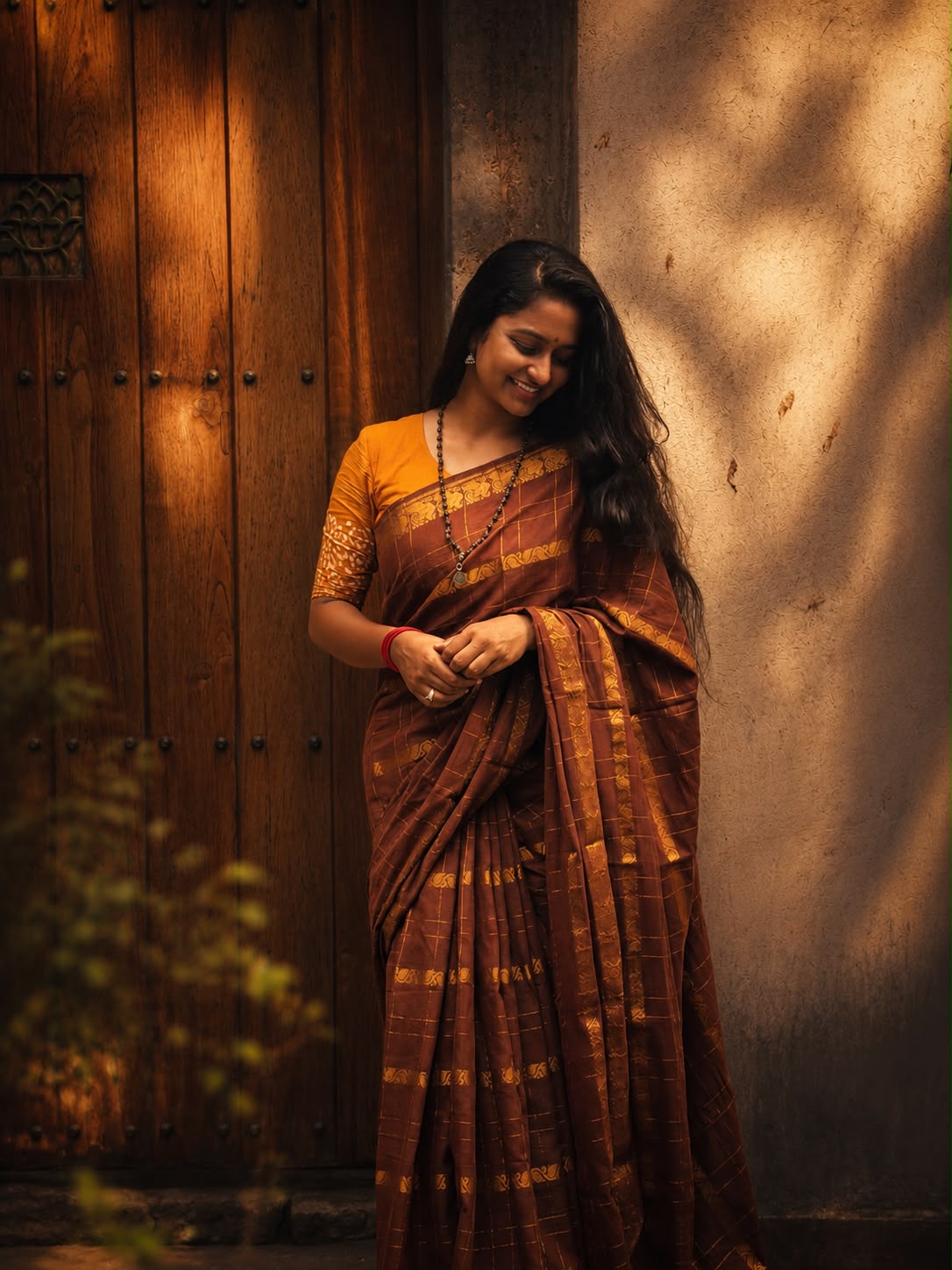 Premium Mul Cotton Sungudi Saree with Hand Block Printed Blouse