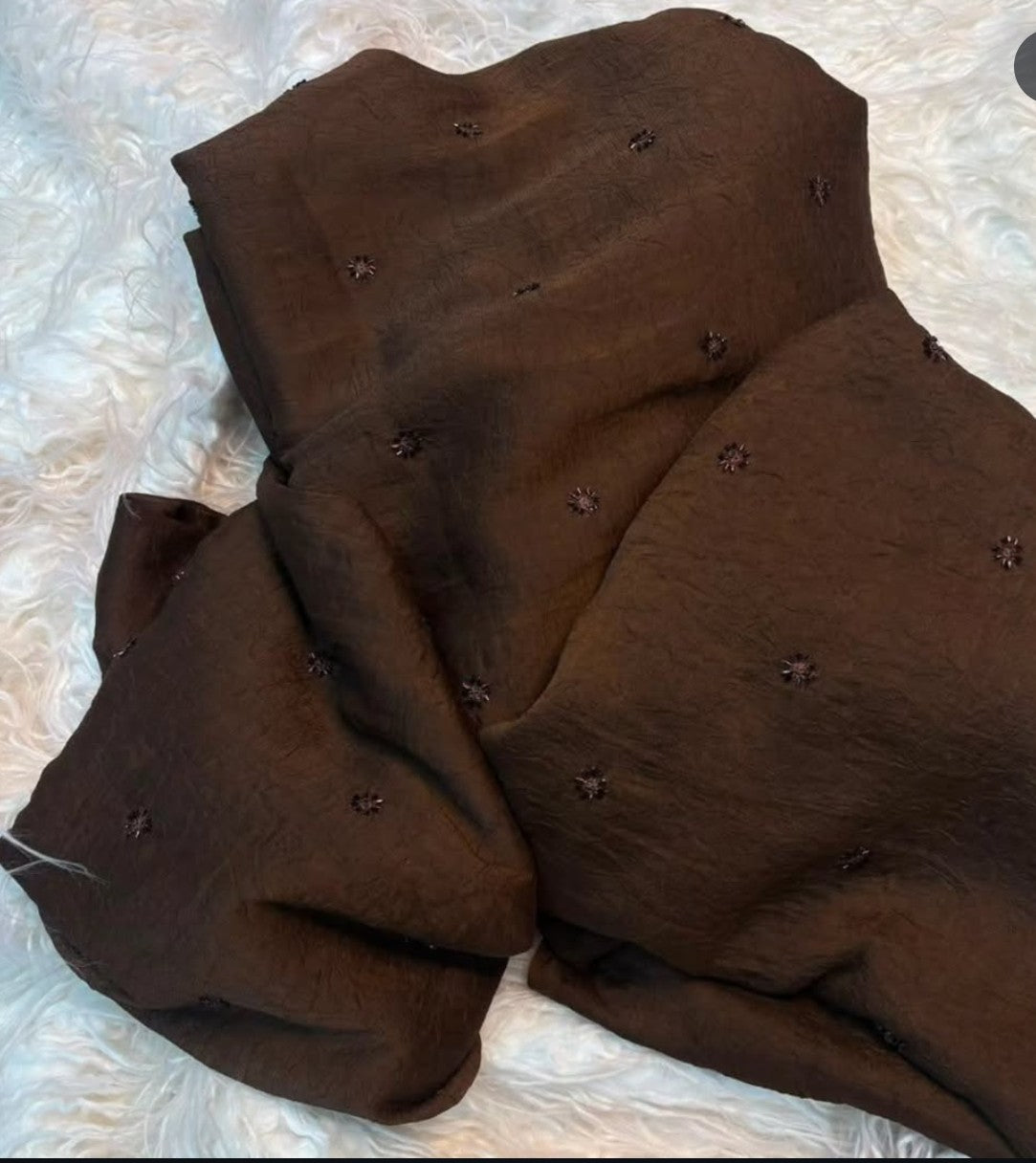 Coffee brown crush embroidery saree