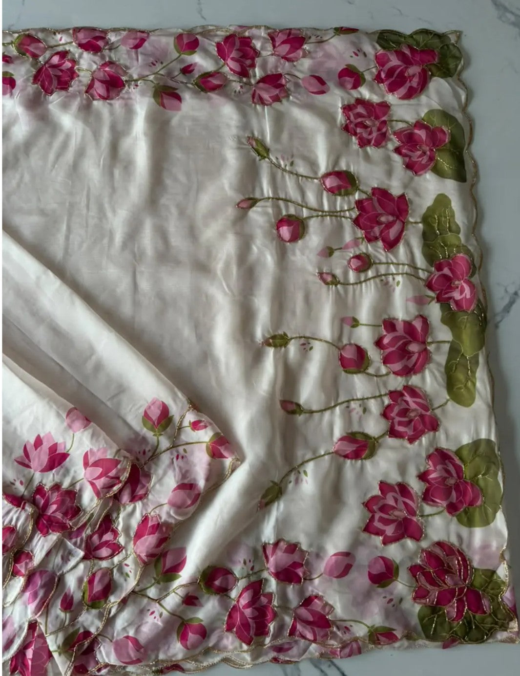Tebi silk saree with floral cutdana design