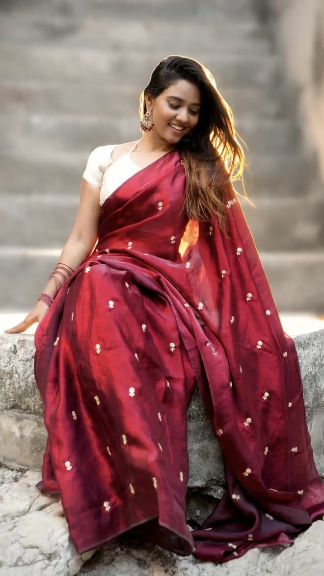 Fendy embroidery Designer saree