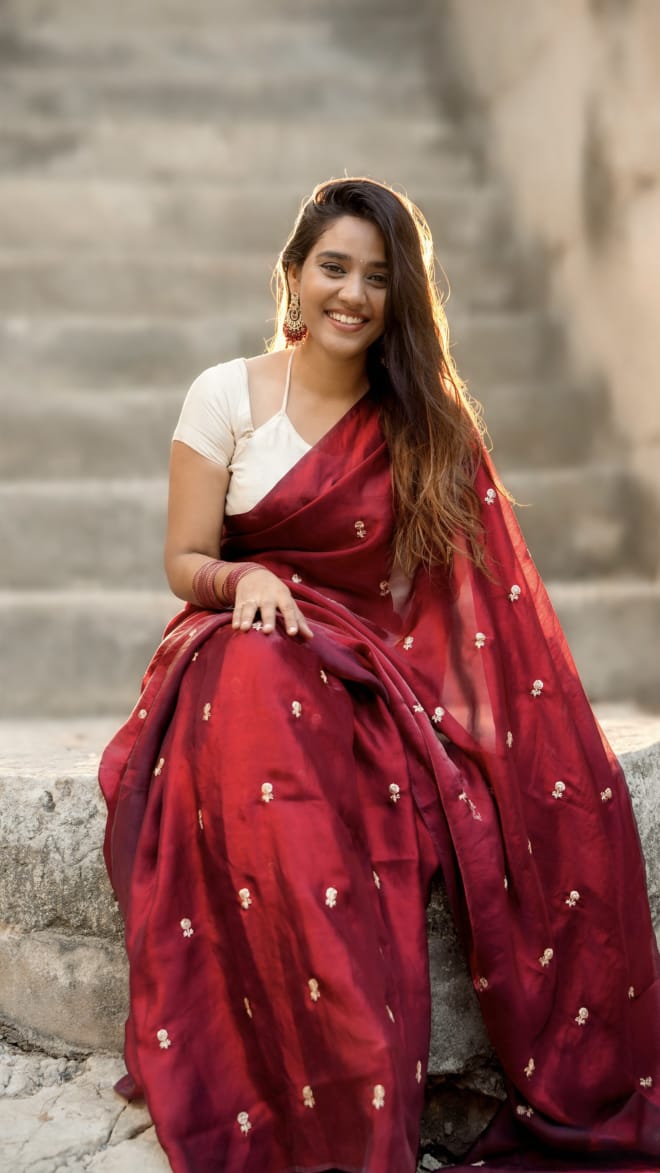 Fendy embroidery Designer saree
