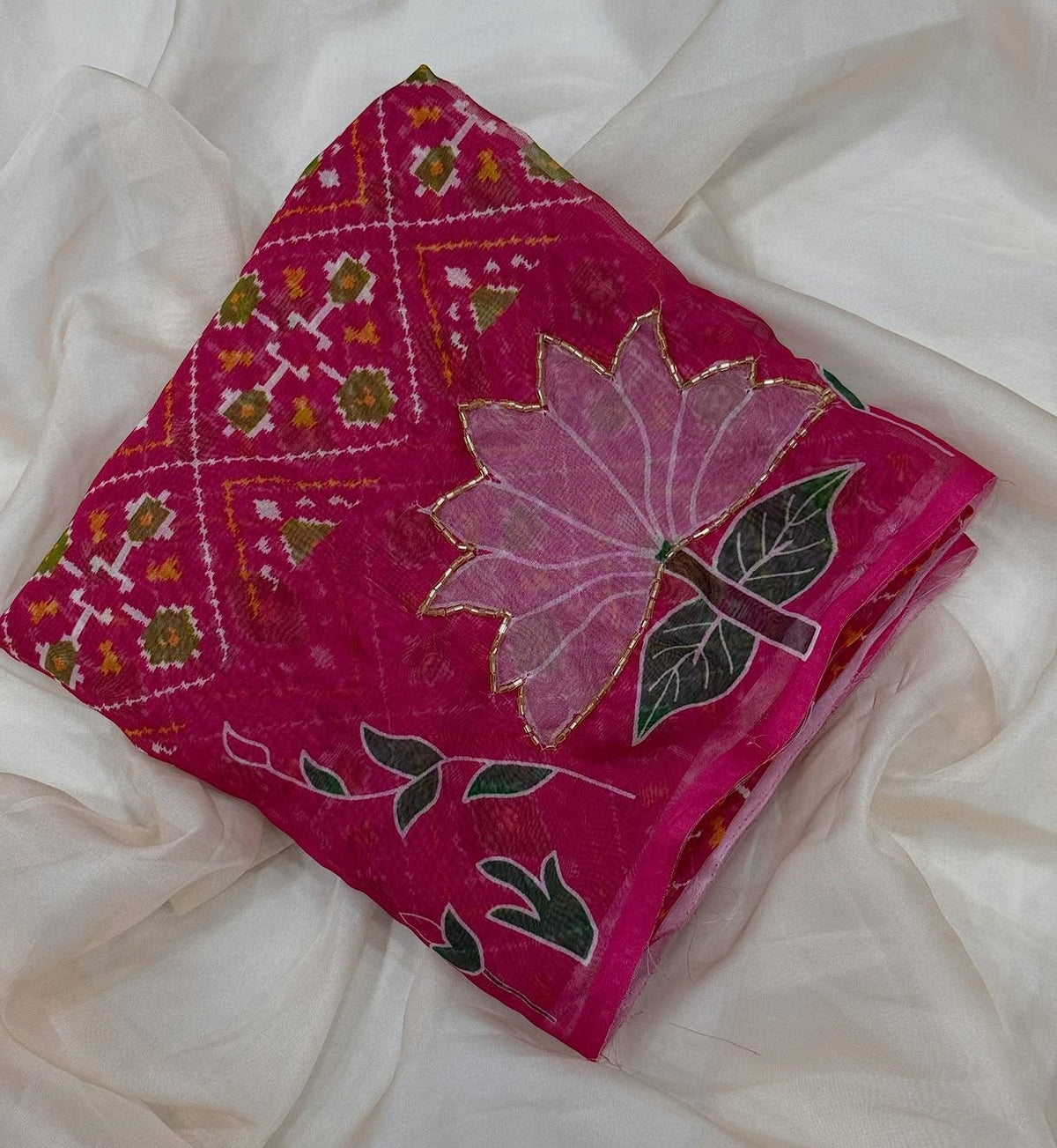 Tebi silk saree with floral cutdana design