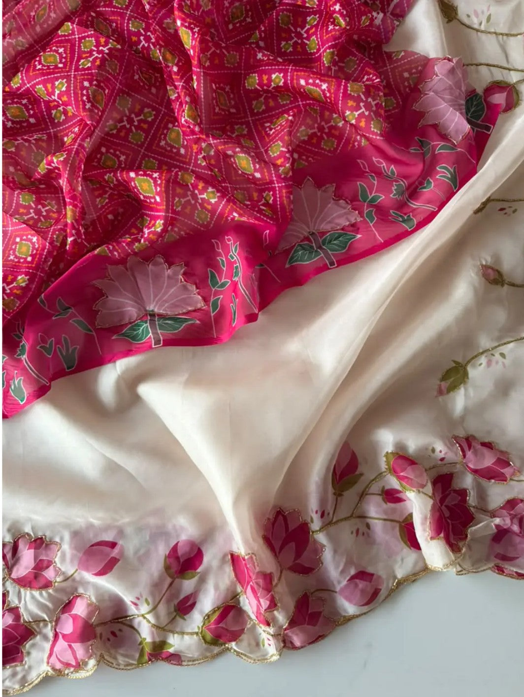Tebi silk saree with floral cutdana design